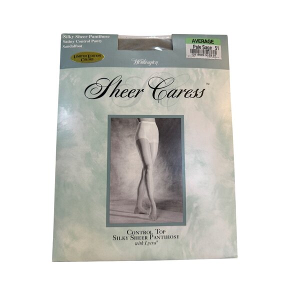 Worthington Control Top Silky Sheer Pantyhose Color Pale Sage Sandalfoot Size M - Picture 9 of 9